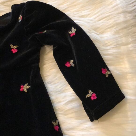 Circo Black Velvet Dress Embroidered Roses 12M - Picture 10 of 16